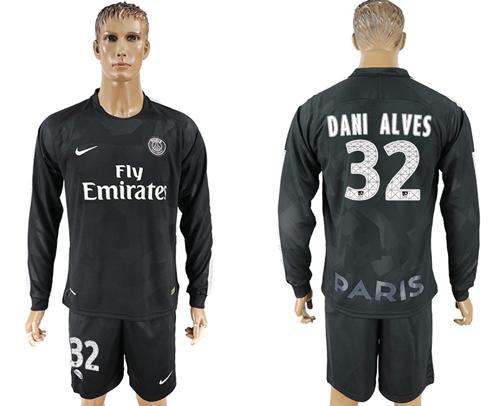 Paris Saint-Germain #32 Dani Alves Sec Away Long Sleeves Soccer Club Jersey - Click Image to Close